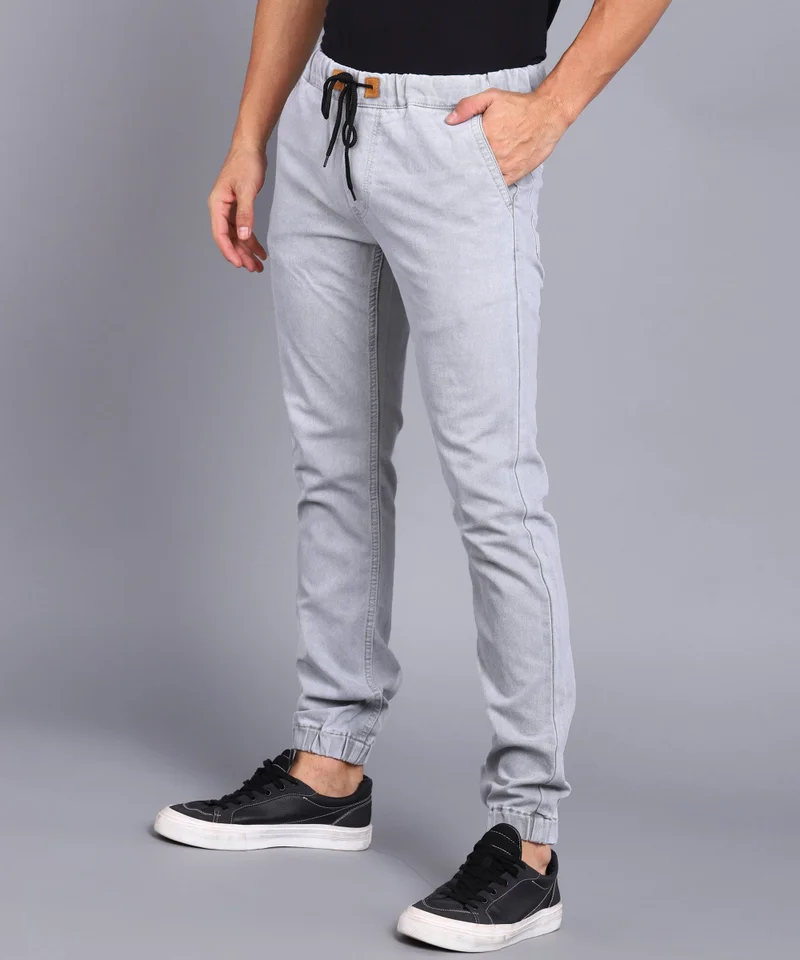 Urbano Fashion  Urbano Fashion Men's White Grey Slim Fit Washed Jogger Jeans Stretchable for Men | Best Price UAE